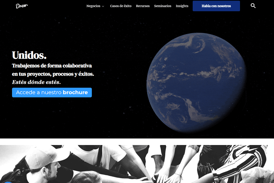 reseña del sitio web principal de drew global business consulting