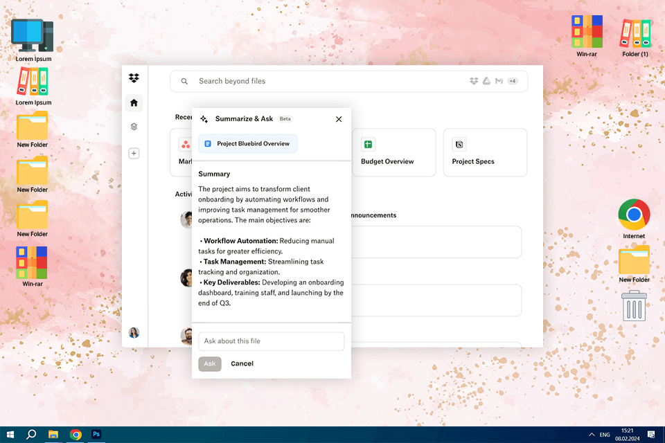 dropbox dash summarization