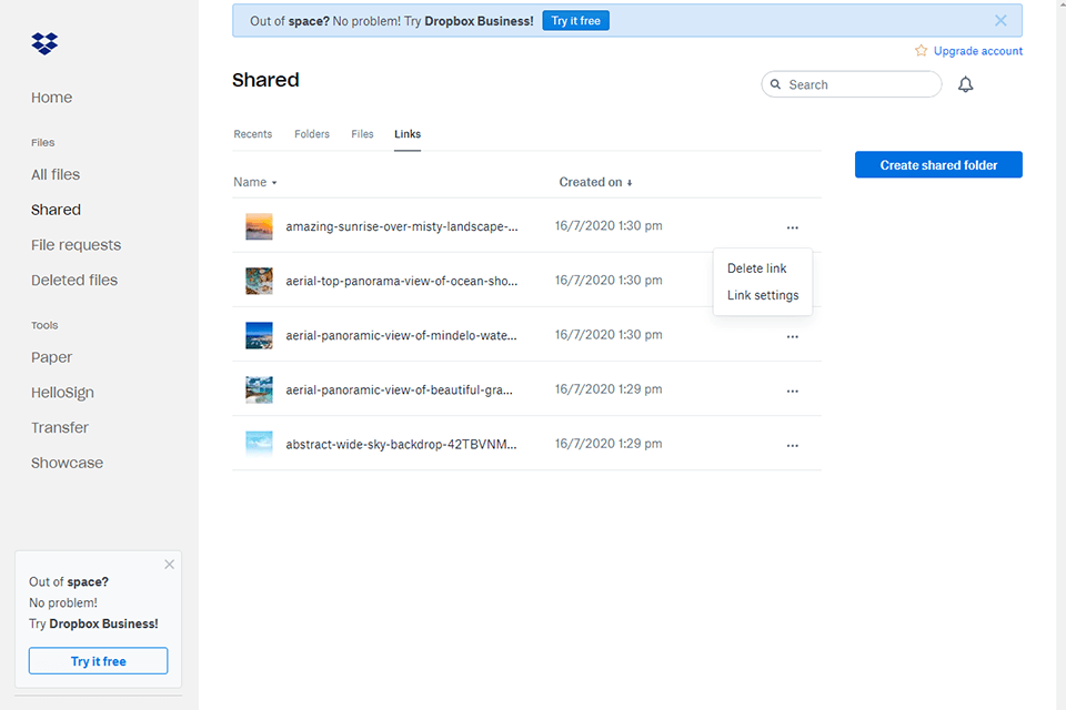 dropbox popular software interface