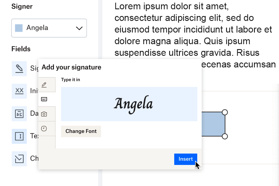 dropbox sign esignature app interface