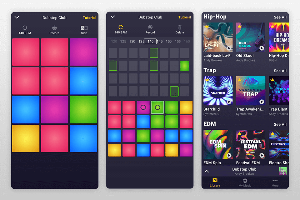 drum pad machine music producing app interface