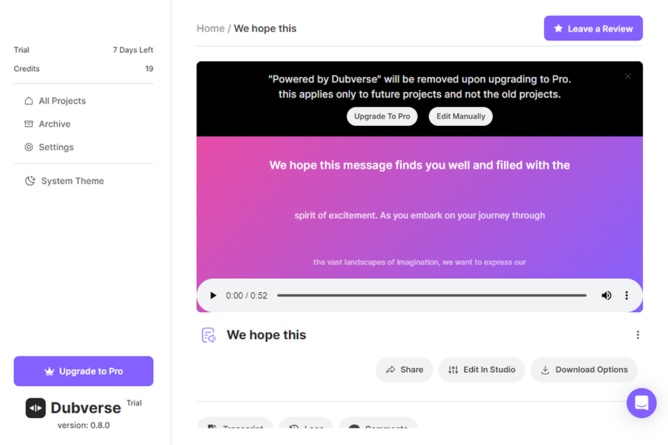 dubverse best text to speech converter image