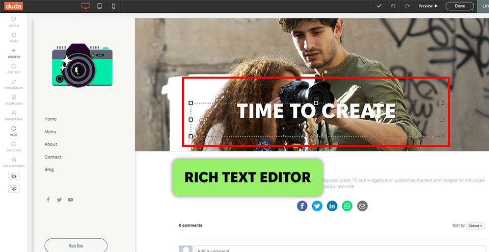 duda squarespace alternative interface