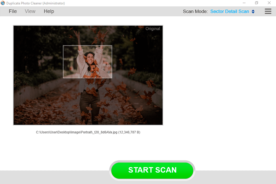 duplicate photo cleaner sector details scan mode