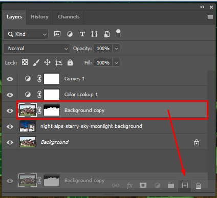 duplicate the layer with mask to turn day into night in photoshop