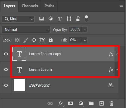 قم بتكرار طبقة النص