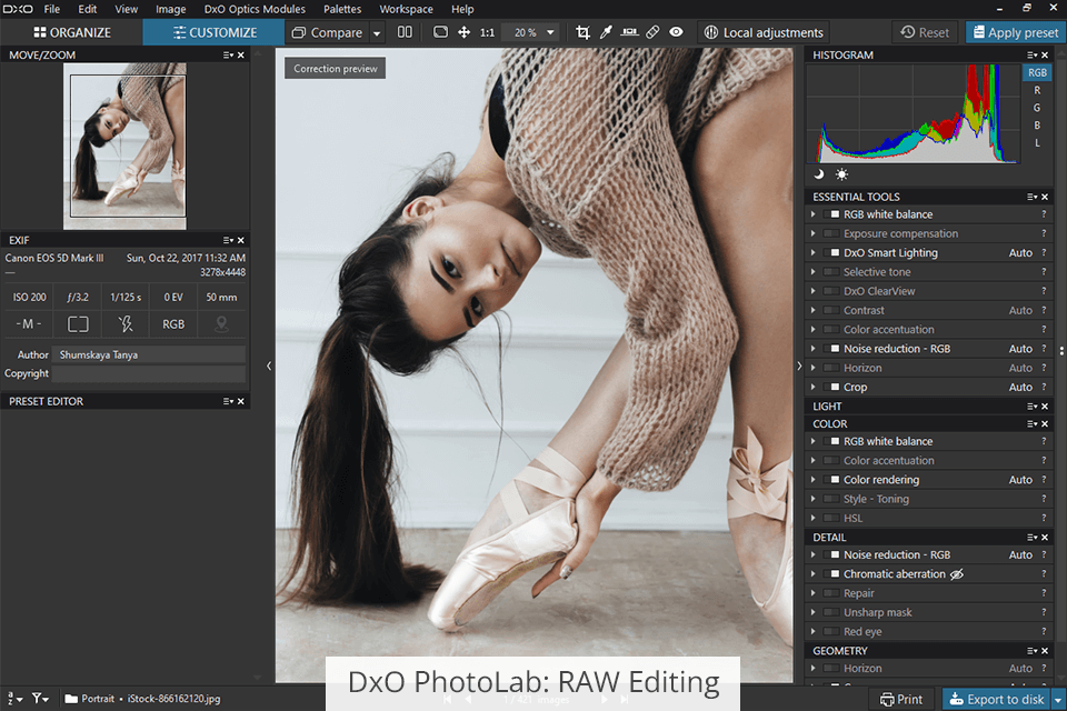 dxo photolab الخام التحرير