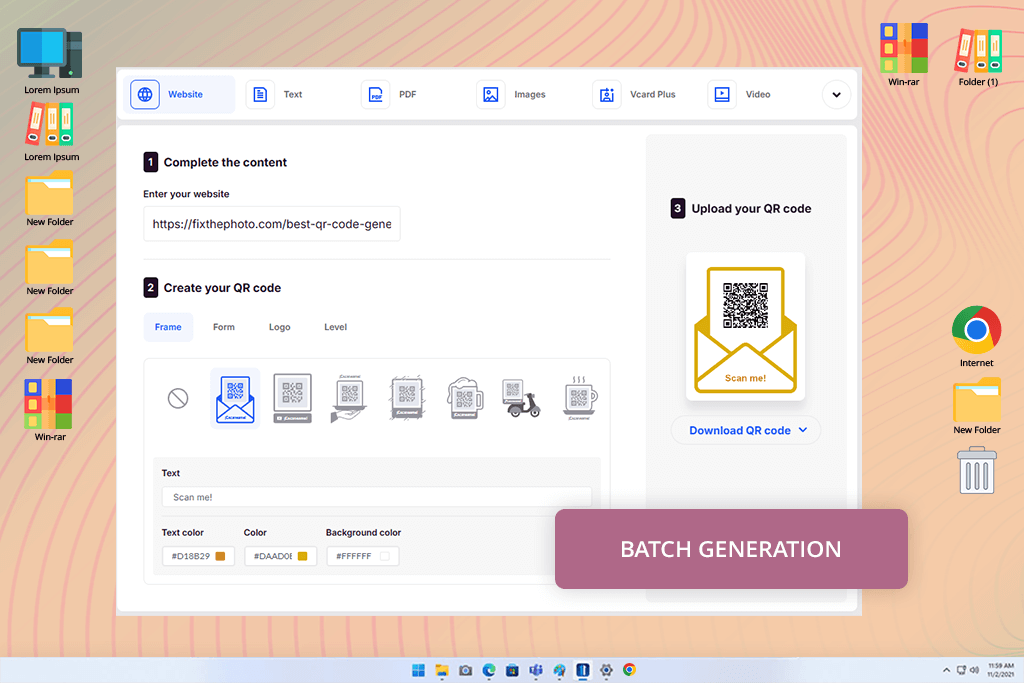 dynamic qr code generator pro interface