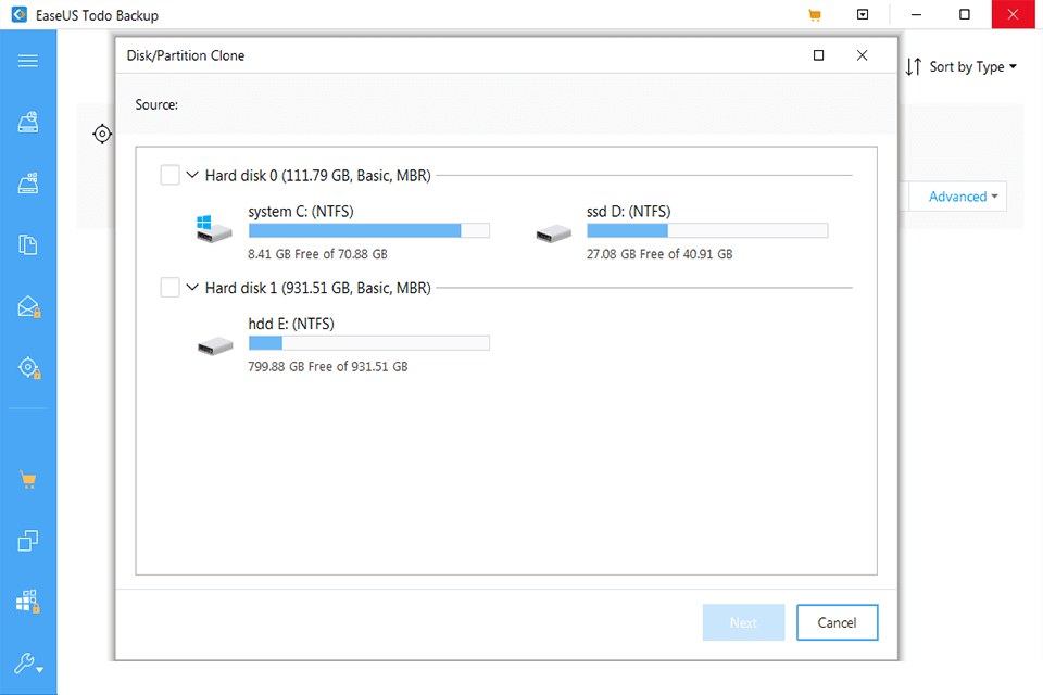 easeus todo backup free download interface