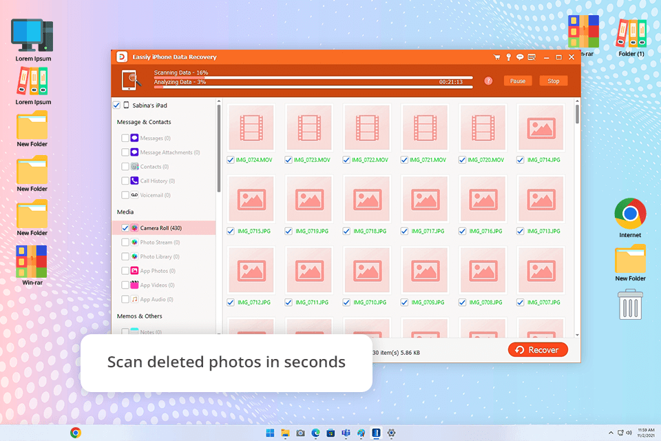eassiy iphone data recovery interface