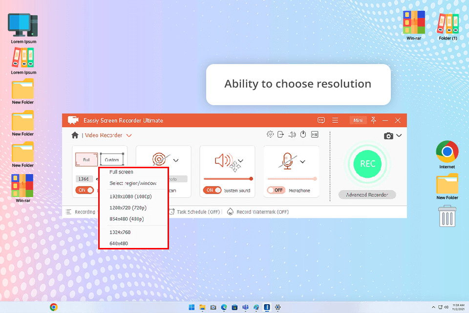 eassiy screen recorder customizing
