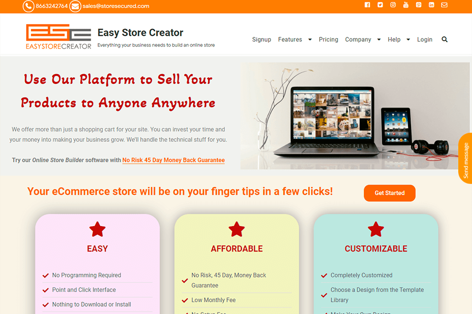 easystorecreator interface
