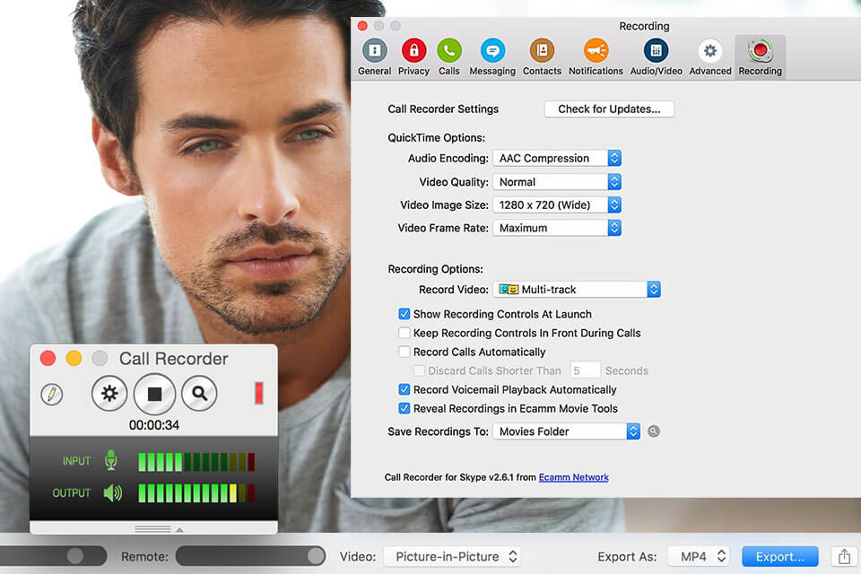 ecamm skype call recorder interface