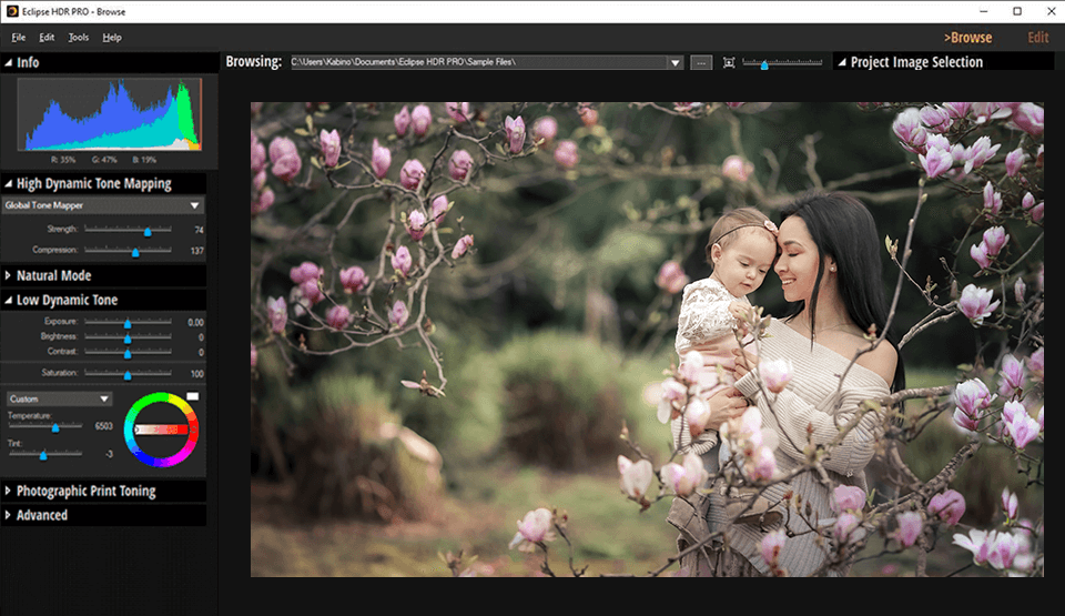 eclipse hdr editor automático de fotos interfaz