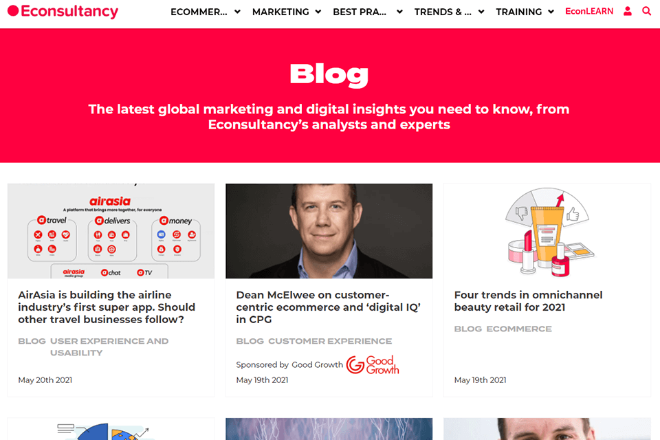 ecoconsultancy dijital pazarlama blog arayüzü