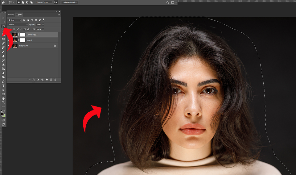 editing portrait in photoshop with halos effect