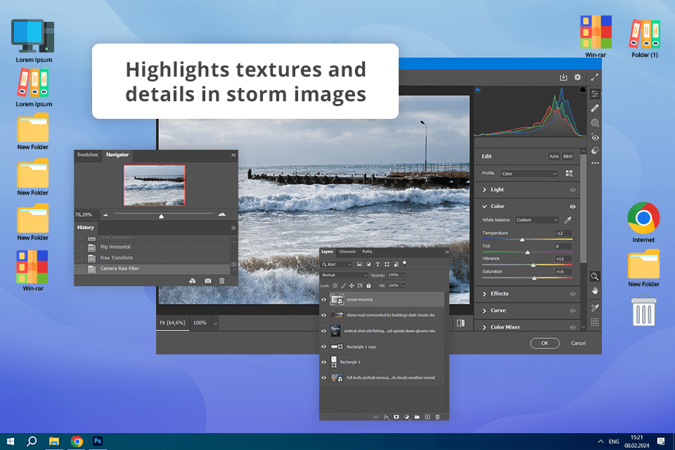 editing storm photo in adobe photoshop