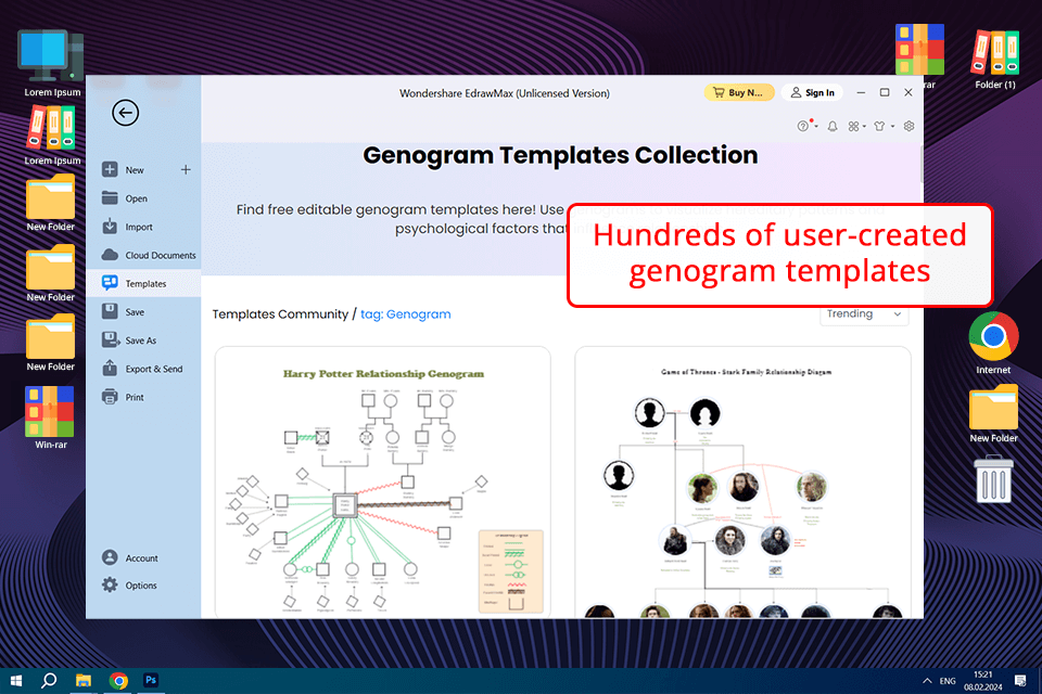edrawmax free genogram maker interface