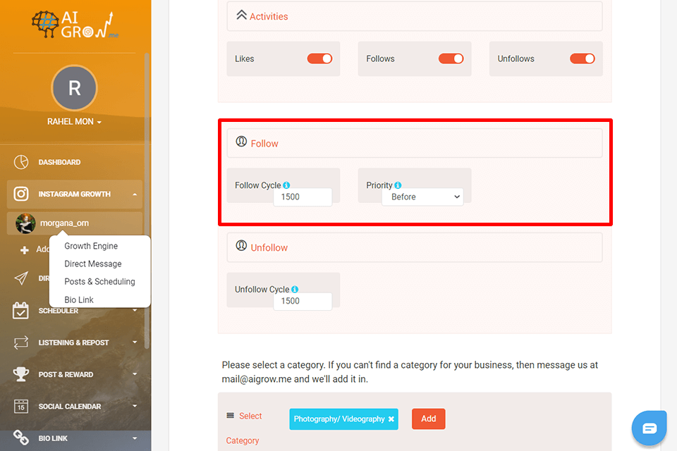 social pros followers app interface