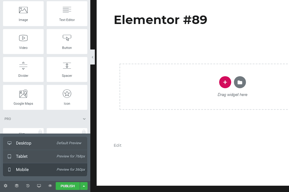 elementor responsive sites