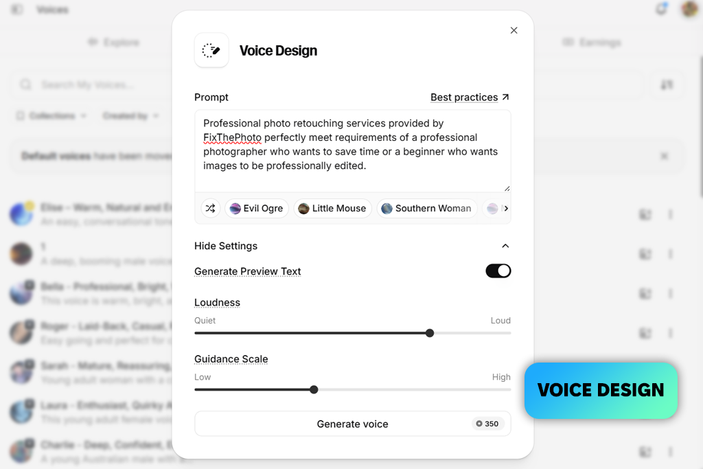elevenlabs ai voice designer