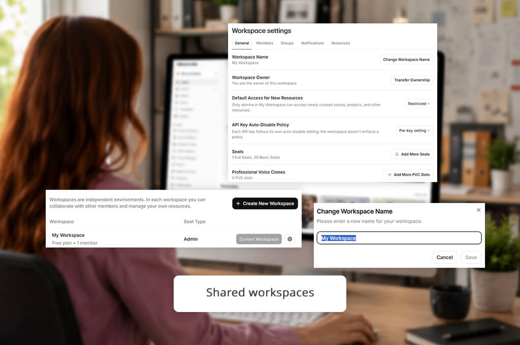 elevenlabs shared workspaces