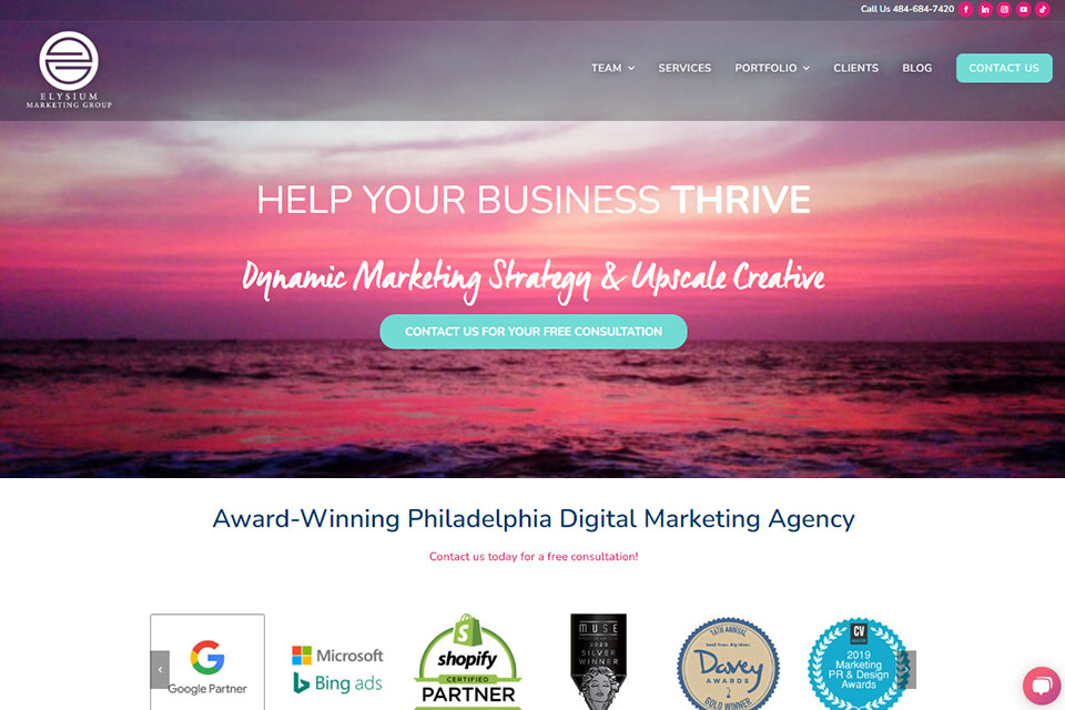 elysium branding agency interface