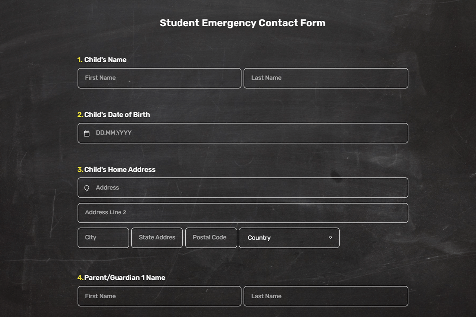 student contact form examples