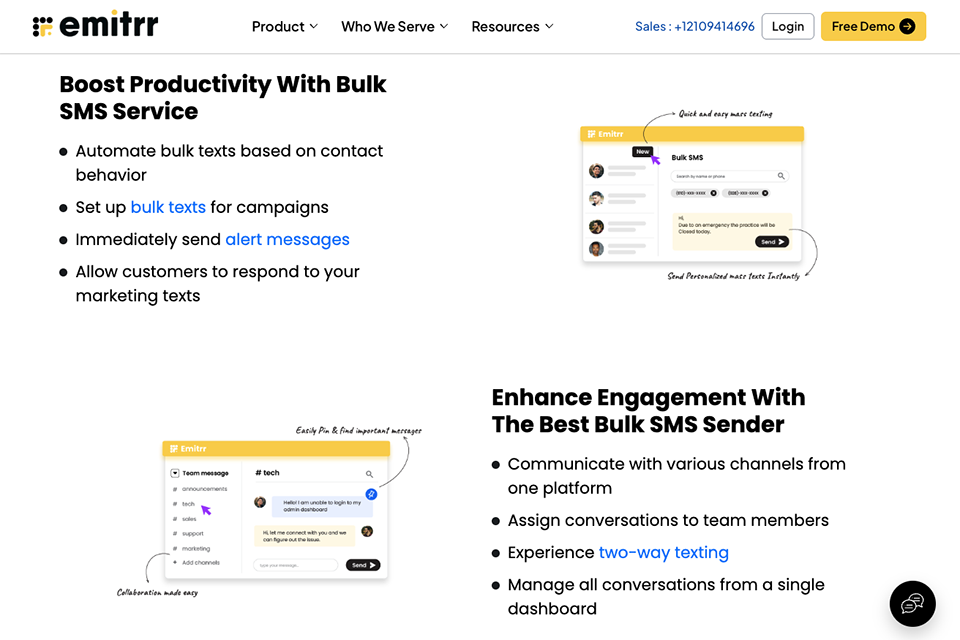 emitrr bulk text message service