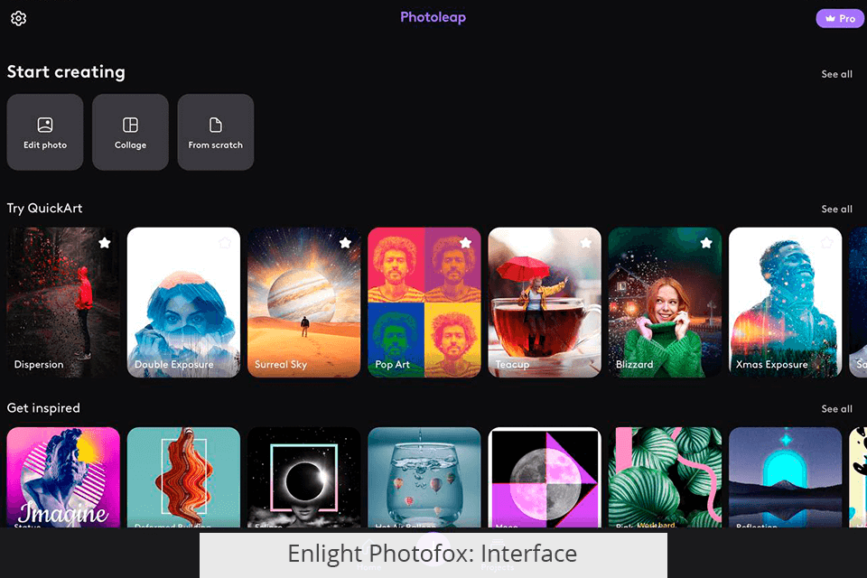 enlight photofox interface