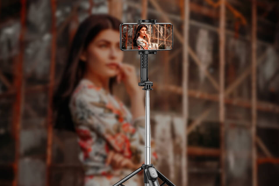 erligpowht styl życia ze statywem z kijkiem do selfie