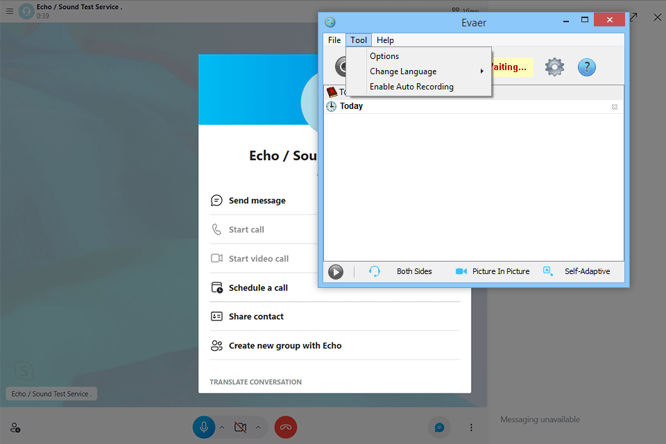 evaer skype call recorder interface