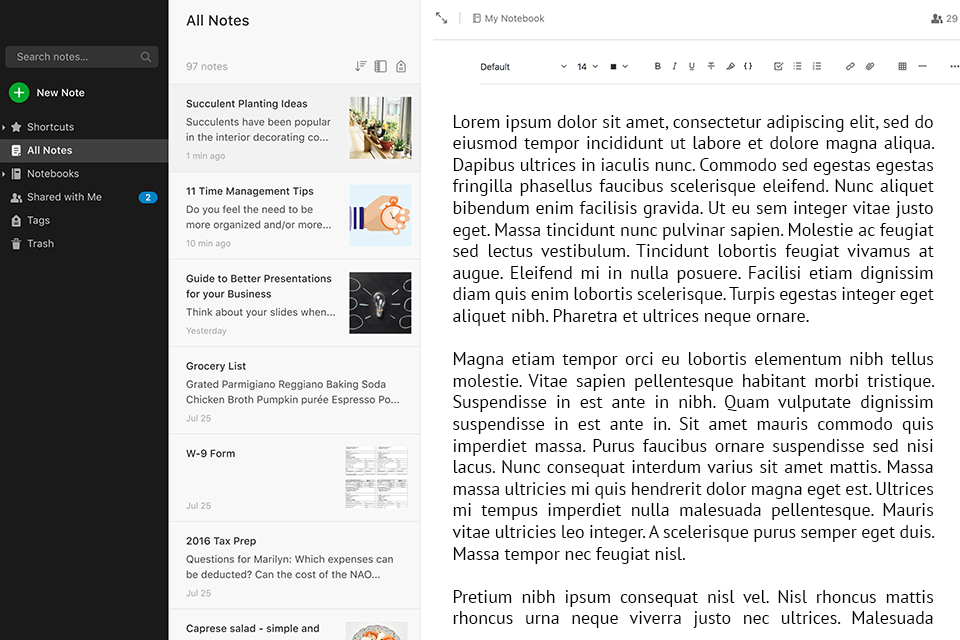 برنامج Evernote المجاني لواجهة الطلاب