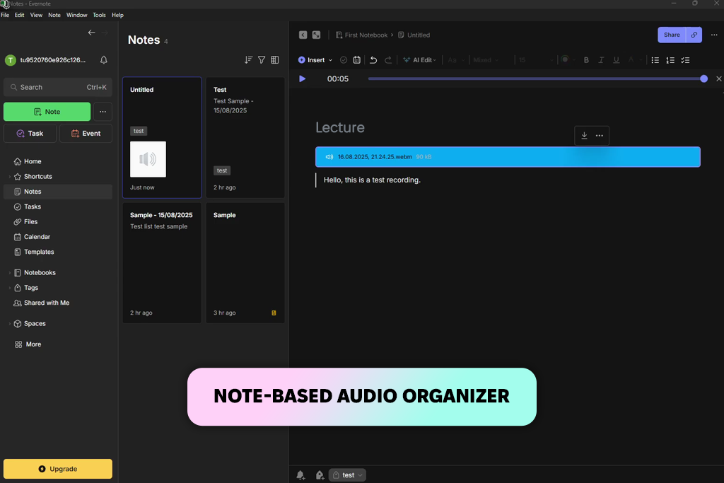 evernote lecture recording app