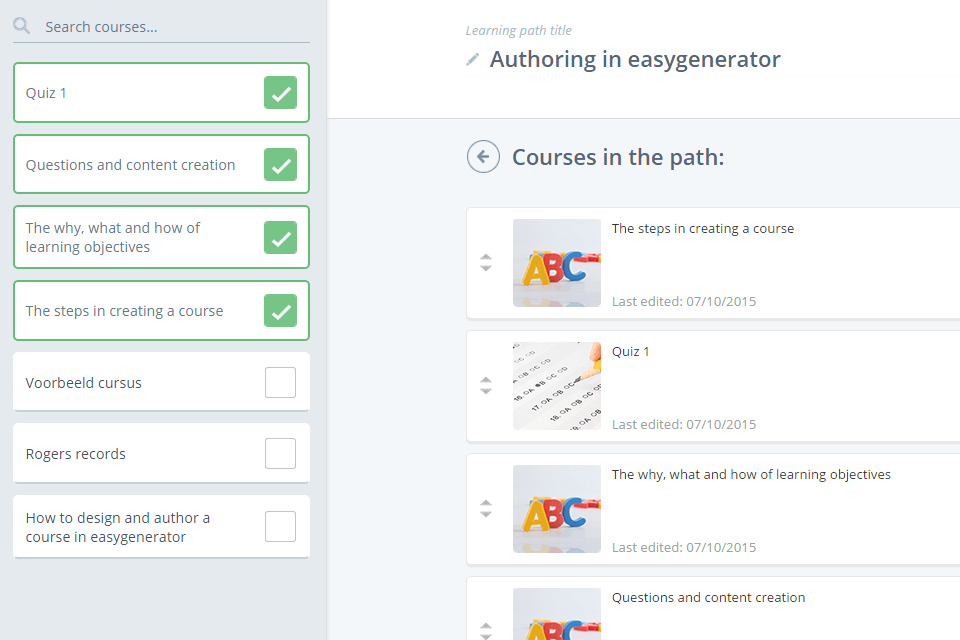 evolve elearning software interface