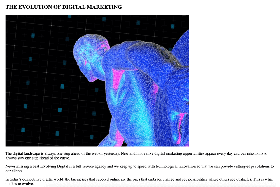 evolving digital digital marketing agency website