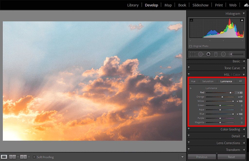 experiment with values to use hsl color panel in lightroom