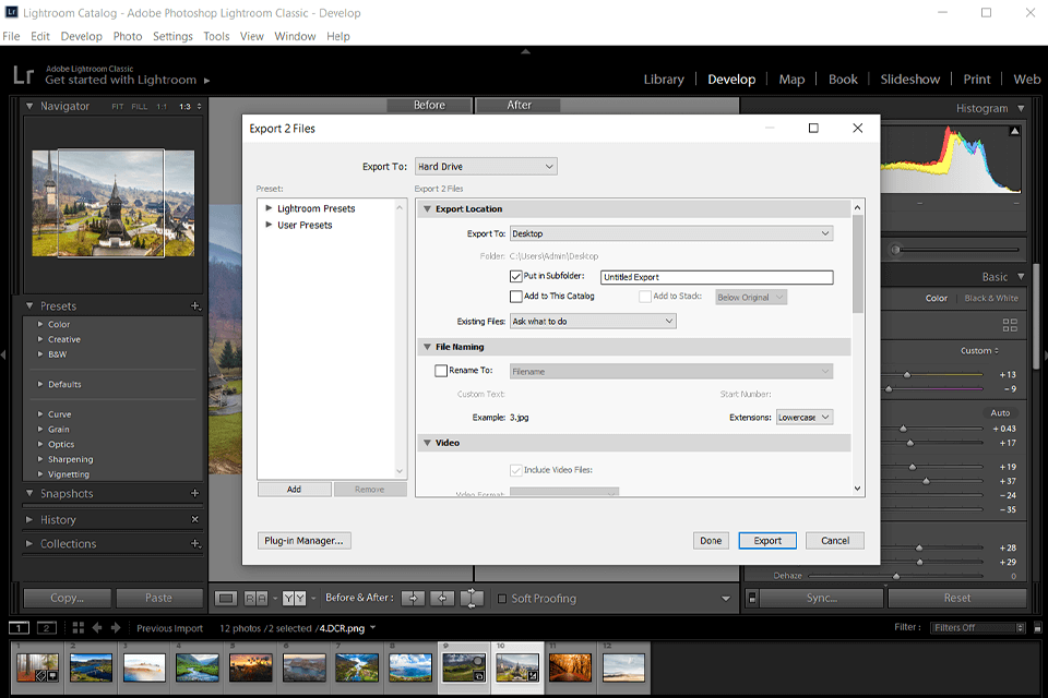 export images with lightroom