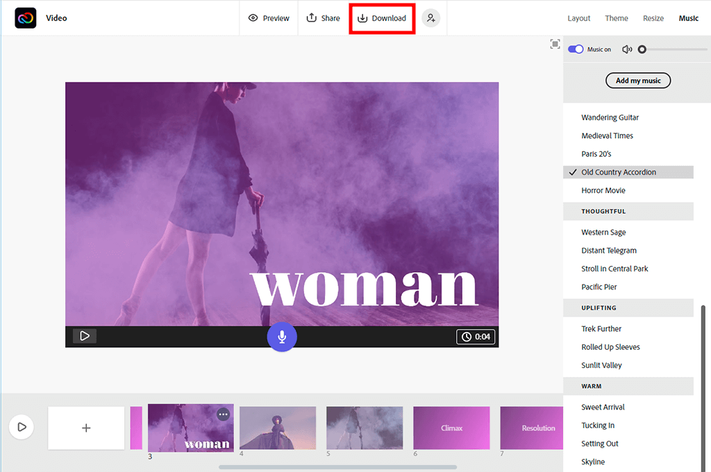 exporting to create video in adobe cc express
