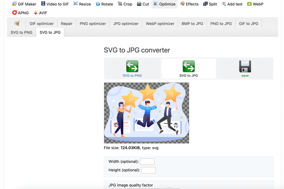 ezgif svg to jpg converter interface