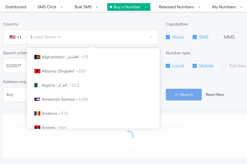 eztalks platform interface virtual number