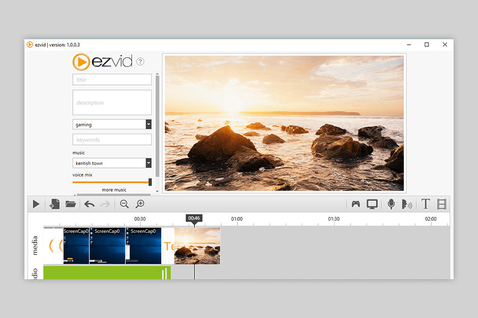 ezvid hd screen recorder interface