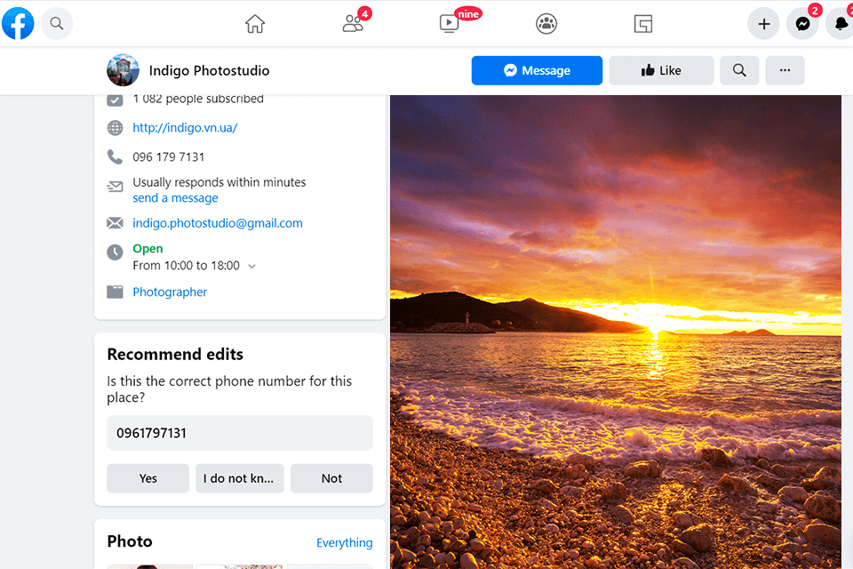facebook social media for photographers interface