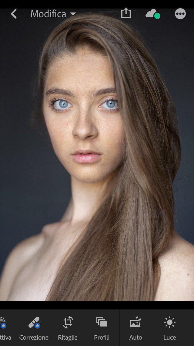 fai l'edit di una foto mobile ightroom versione