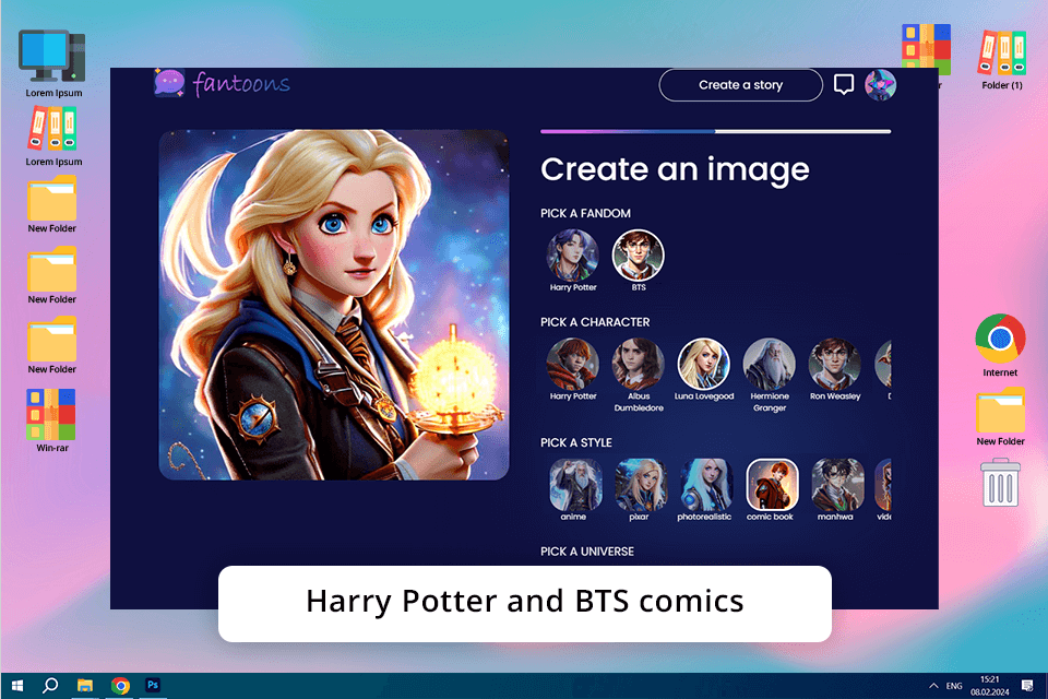 fantoons ai comic generator interface