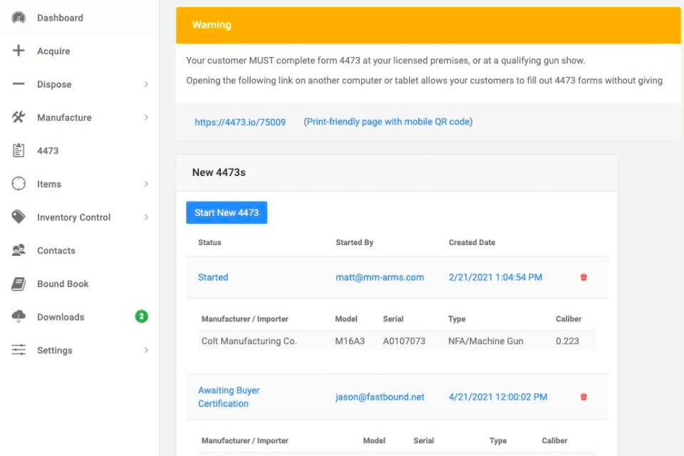 fastbound software interface