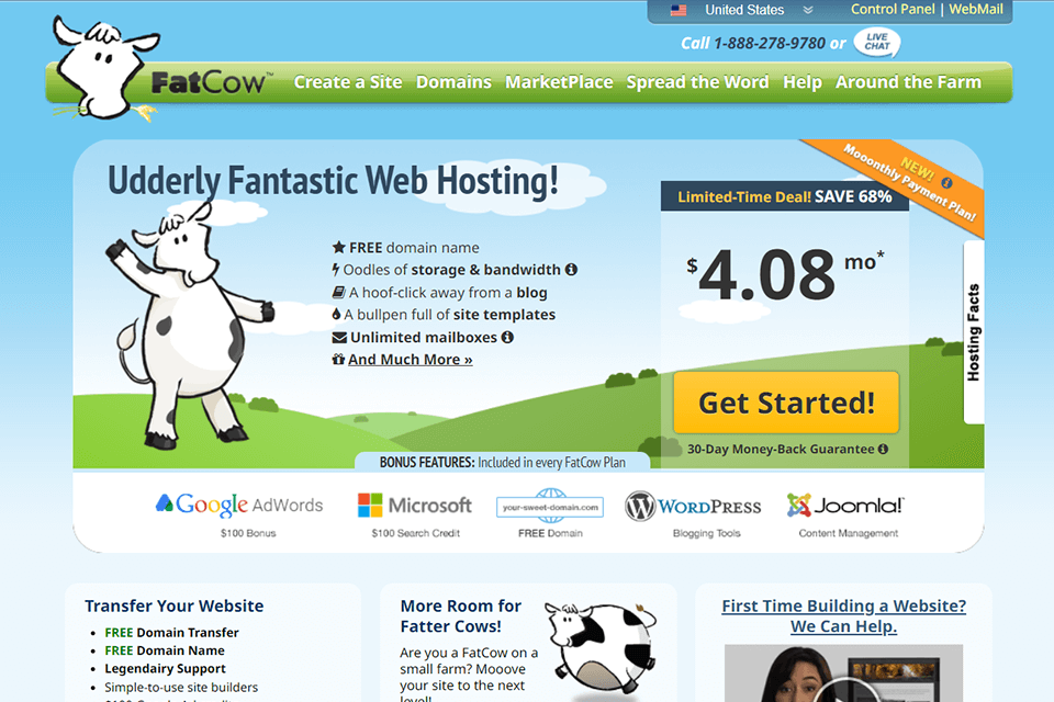 fatcow wordpress hosting service website