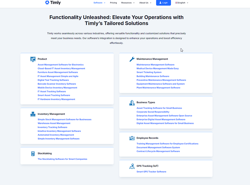 timly software inventory features