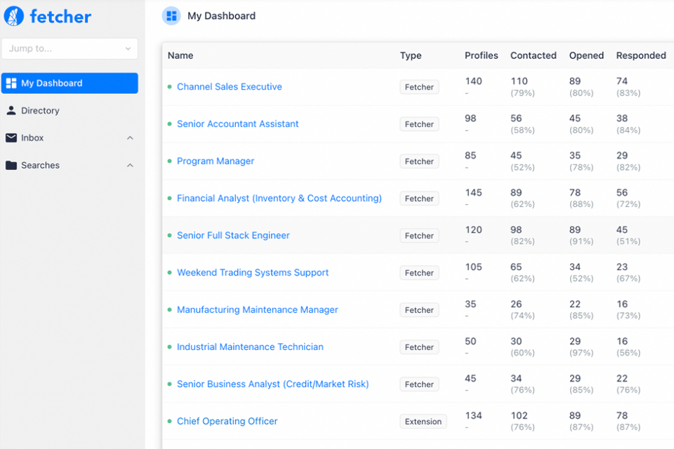 fetcher recruitment software interface