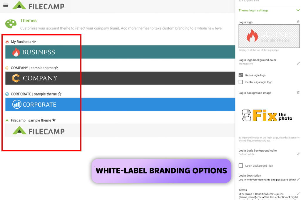 filecamp interface
